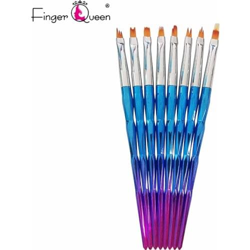 8Pcs/Set DIY Nail Art Brush Tool Metal Gradient Various Shapes Nail Designs Draw Lines Flowers Patterns Manicure Nail Pen
