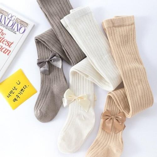 Girls Tights Princess Bowknet Baby Cotton Warm Pantyhose Kids Girls Cute Bowknot Tights For Children Solid Candy Color Tight Hot