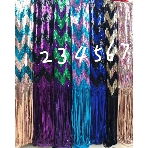 Pretty design BZL-4.2103 African French Net Lace Fabric 5y High Quality embroidered Tulle Lace Fabric with sequins fringe