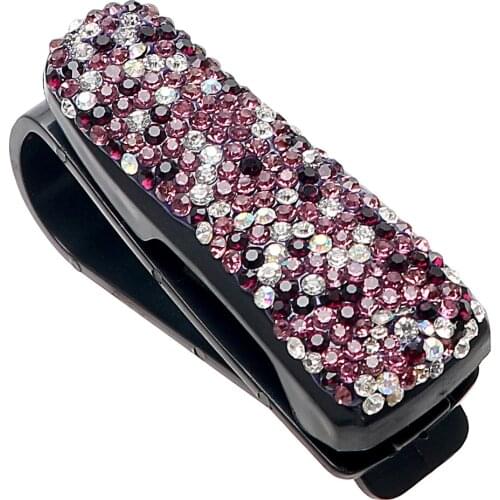 LEEPEE Sun Visor Sunglasses Holder Glasses Cases Storage Holder Universal Auto Fastener Clip Portable Rhinestone Diamond