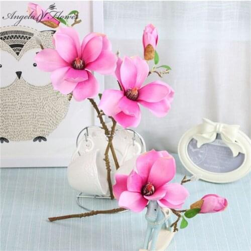 Hot Sale spur artificial Magnolia Single Magnolia Flower DIY Wedding Souvenir home decor Christmas Flowers silk flowers 1pcs