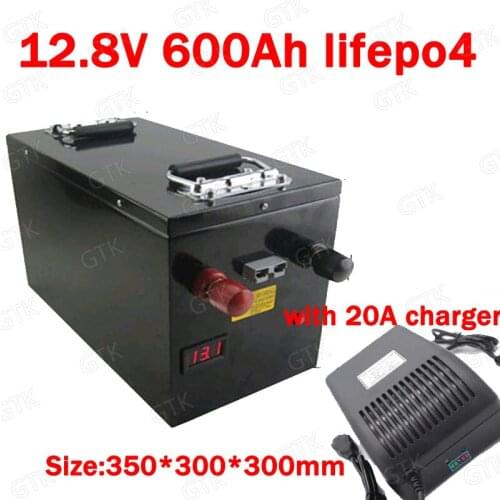 GTK lithium 12.8V 600Ah 12V Lifepo4 battery deep cycle for 2400W Photovoltaic Solar Storage backup power Forklift +20A charger
