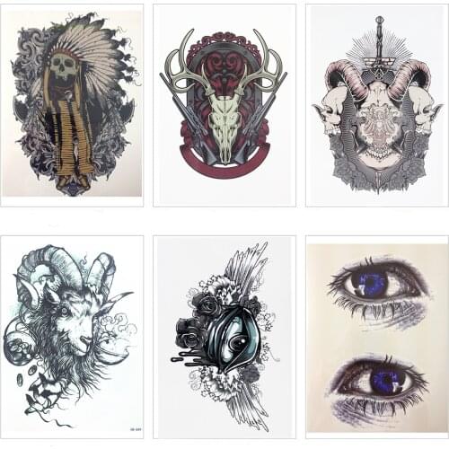 Fashion goat head sexy temporary tattoo stickers for men and women 21X15 CM