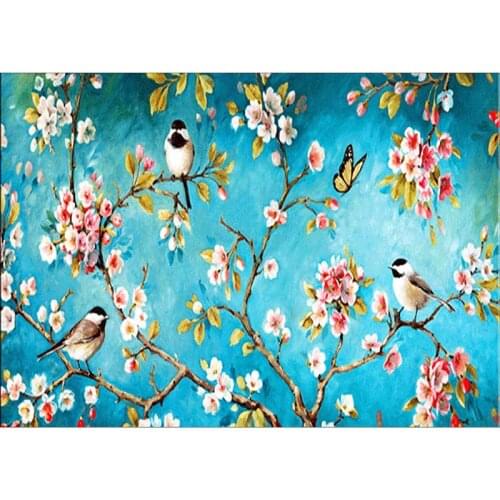 New hot sale 5d diamond painting cherry blossom chickadees bird mosaic picture handmade rhinestone needlework diamond embroidery