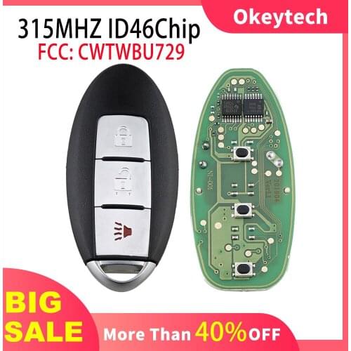 Okeytech 2+1 Buttons Smart Car Remote Key For Nissan Tiida Qashqai Altima Maxima Sentra Teana Xtrail CWTWBU729 315Mhz ID46 Chip