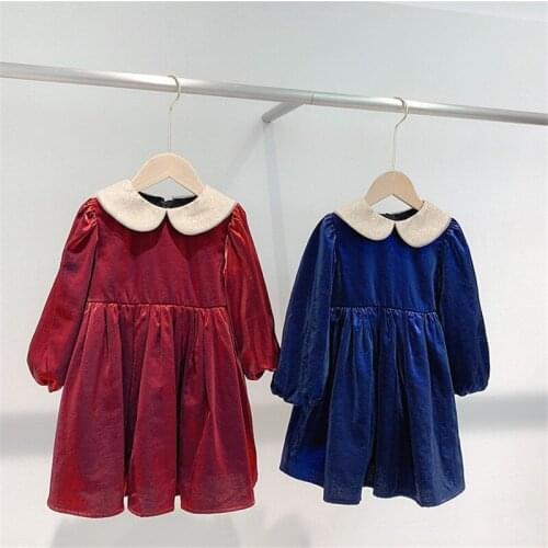 Toddler Girls Dresses Autumn Winter New Fashion Girls Thicken Princess Dress Kids Velvet Doll Collar Dress Baby Winter Clothes