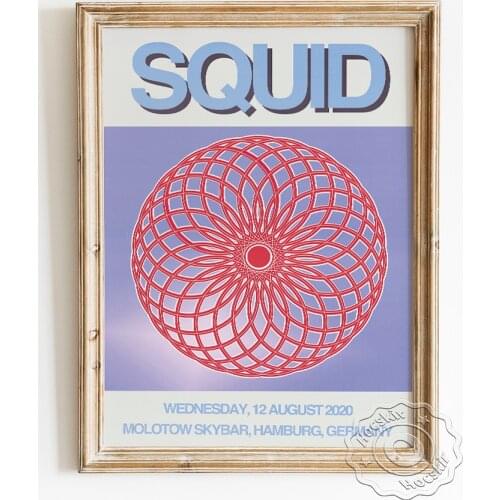 British Post Punk Band Squid Music Gig Poster, Abstract Geometry Medallion Pattern Prints, Decorative Design Wall Decor Picture
