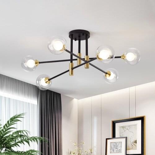 Nordic E27 Black LED Ceiling Chandelier Edison Bulbs Indoor Light Fixtures For Bedroom Living Room Lamp Ceiling light