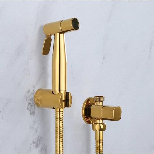 Toilet Bidet Faucets Golden Brass Single Cold Bathroom Toilet Shower Blow-fed Spray Gun Nozzle Bidet Faucet Bathroom Hardware