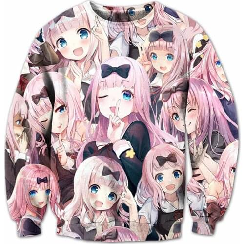 SOSHIRL Love Is War Anime Sweatshirt Funny Girl Harajuku Hoodie Cute Fujiwara Chika Cosplay Streetwear Classic Pullovers Tops