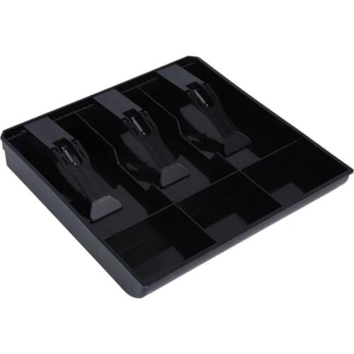 Cash Drawer Register Insert Tray Replacement 3 Bills 3 Coins for Petty Cash Money Black Plastic Storage Box