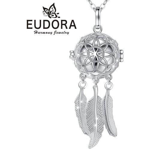 EUDORA Urn Cremation Pendant 18mm Hollow Dream Catcher Cage Locket Ash Holder Keepsake Capsule Necklace DIY Fine Jewelry K263