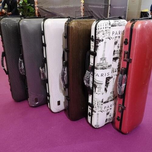 Factory wholesale price oblong violin case carbon fiber violin case 4/4 with music sheet bag