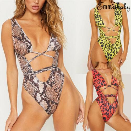 New Fashion Summer Sexy Women Printed One-piece Swimsuit Push Up Ladies Bikini Swimwear Bathing One Piece Beachwear