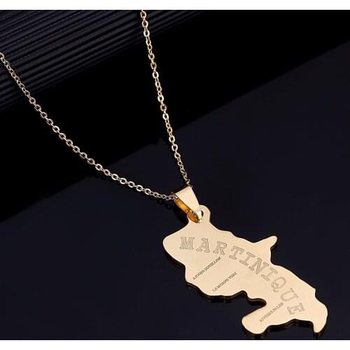 Gold Color Map Of Martinique Pendant Necklaces For Women France Martinique Maps Jewelry Gifts
