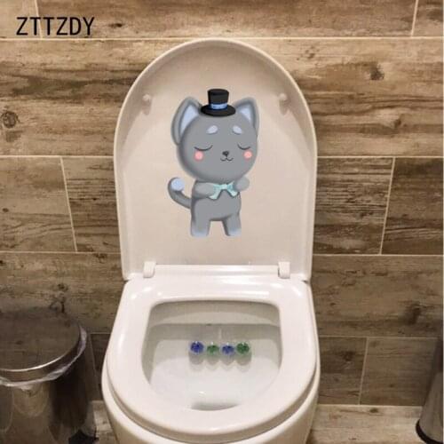 ZTTZDY 14.9*24CM Cartoon Cat Kids Bedroom Home Decor Wall Sticker Toilet Decal T3-0093