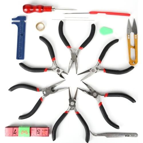 1SET Jewelry Findings Tools Jewelry Making Set Flat Nose Pliers Beading Needles Kit Fit DIY Jewelry Making Tools & Equipment
