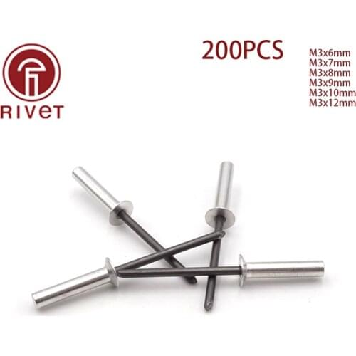 200pcs M3*6/7/8/9/10/12 DIN15974 Aluminum Countersunk Head Closed End Blind Rivet Sealed Blind Rivet Water Air Tightness Rivets