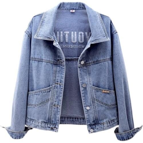 2021 Spring Autumn Denim Women Coat Long Sleeve Turn-Down Collar Denim Jacket For Woman Jeans Slim Women Denim Jacket XZ359