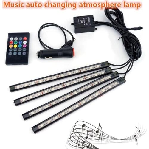 2020 New Car LED Strip Light 4pcs LED Strip Lights 16 Colors Styling Decorative Atmosphere Lamps Car Interior Light With Remote