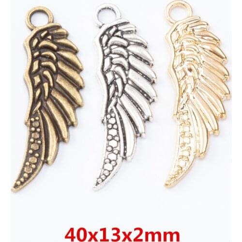 25 pieces of retro metal zinc alloy wing pendant for DIY handmade jewelry necklace making 7318