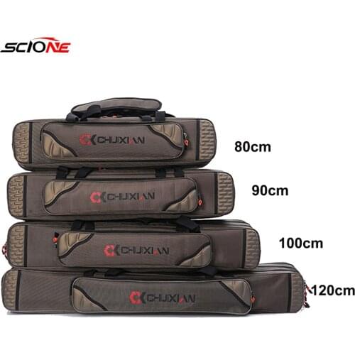 3 Layer Outdoor Fishing Bag Fishing Rod Pole Tools 80cm 90cm 100cm 120cm Waterproof Fishing Tackle Storage Case Pesca XA221G