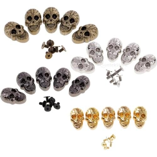 5 Sets 21x15mm Screwback Goth Skull Head Stud Spike Belt Bag Leathercraft Clothes Rivets fit Pet Collar Garment Shoes