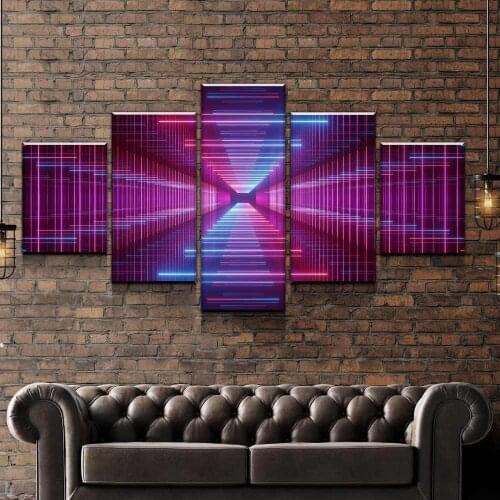 Infinity Led Mirror 5 Pcs Canvas Picture Print Wall Art Canvas Painting Wall Decor for Living Room Poster No Framed