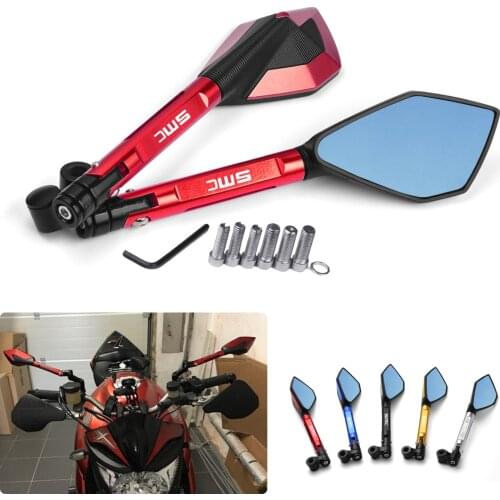 For SMC690 SMC 950 200 125 1290 990 Super R SMT SMR CNC Aluminum Motorcycle Side Mirrors Motorbike Bluish Reverse Mirrors