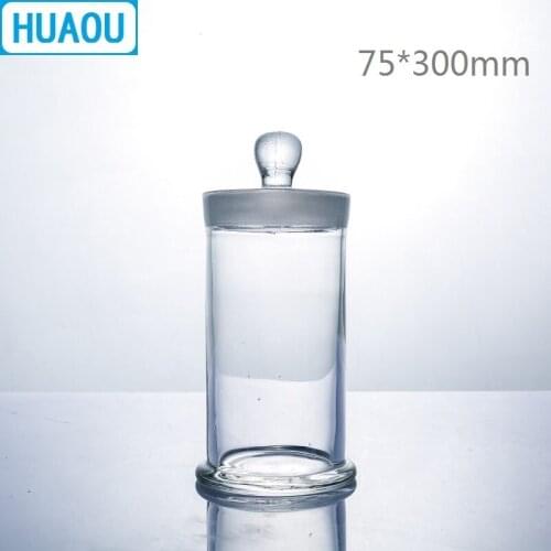 HUAOU 75*300mm Specimen Jar with Knob and Ground-In Glass Stopper Medical Formalin Formaldehyde Display Bottle