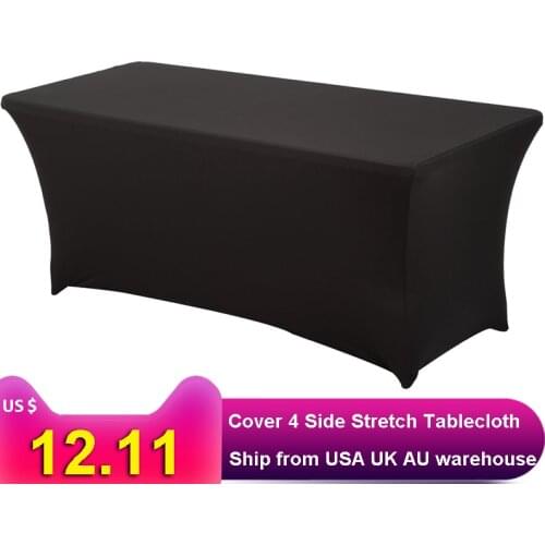 White Spandex Lycra Home Kitchen Dining Table Linen Cloth Dj Wedding Tablecloths For Rectangular Table 4ft 6ft 8ft