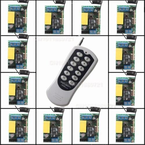 220V 12CH Wireless Remote Control Switch System Light/Lamp LED SMD Access Remote Control System ON OF Toggle Momentary Latched