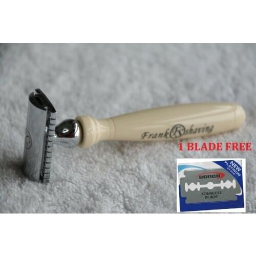 Frank Shaving-Double Edge Safety Razor with Faux Ivory Handle +FREE BLADE+FREE SHIPPING #DE-01IV