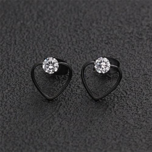 Bohemia Stainless Steel Heart Crystal Earring Stud Ear Jewelry Earrings For Women Mini Cute Girls Party Stud Earrings