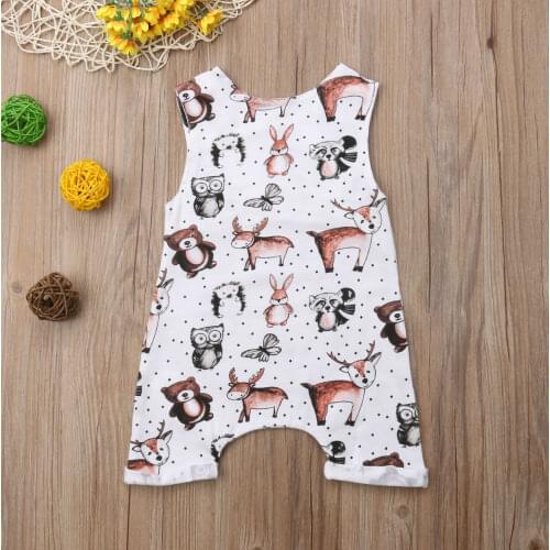 Xmas Animals Baby Boy Girl Infant Romper Sleeveless Cute Baby Clothing Christmas Cotton Clothes Outfit Gift