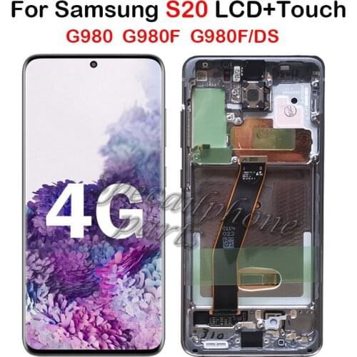 Display Super AMOLED For Samsung Galaxy S20 LCD Touch Screen G980 G980F G980F/DS with Frame Display Touch Screen Digitizer