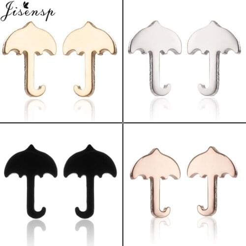 Jisensp Exquisite Creative Stainless Steel Stud Earrings Lovely Umbrella Lightning Earring Fashion Jewelry for Women Girls Gift