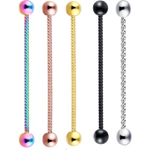 JUNLOWPY 14g Stainless Steel Screw Industrial Barbell Earring Tragus Helix Piercing Cartilage Body Jewelry For Sexy Woman Man