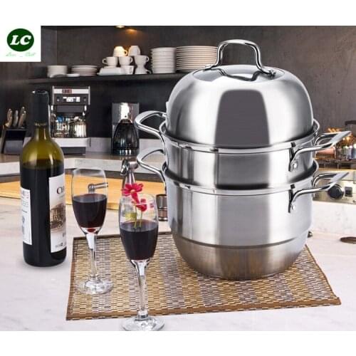 FREE SHIPPING steamer pot UTENSIL stainless steel food 3 layer cooking pot steamed food casserole