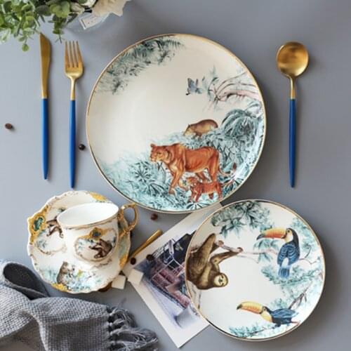 Fangqi Rainforest Ceramic Tableware Chinese Skeletal Animal Dessert Fruit Plate Home Porcelain Decoration Delivery Free
