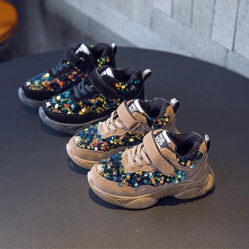 New Winter Warm Childrens Sports Shoes Autumn Boys and Girls Running Shoes Plus Cotton Sequins Sneakers Casual Fashion Boots