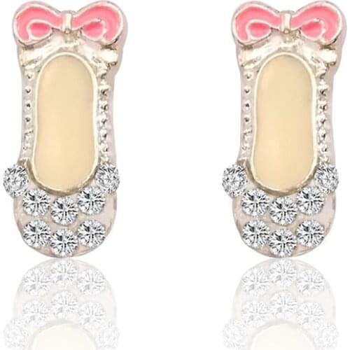 Lovely Crystal Ballet Shoes Stud Earrings Delicate Rhinestones Earring For Ballet Dancer Gift Girls Women Cute Jewelry 2021