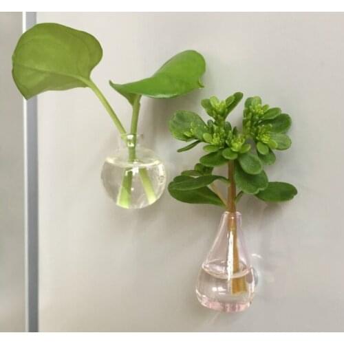 Mini Ceramics Vase Fridge Magnet DIY Porcelain Vase Refrigerator Magnet Message Sticker 12 Design Green Plant Flower Pot Kitchen