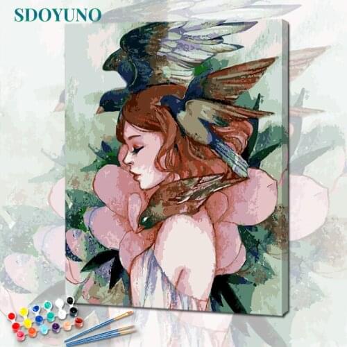 SDOYUNO Oil Painting By Numbers Figure 60x75cm DIY Paint By Numbers On Canvas Girl Frameless Home Decor Unique Gift
