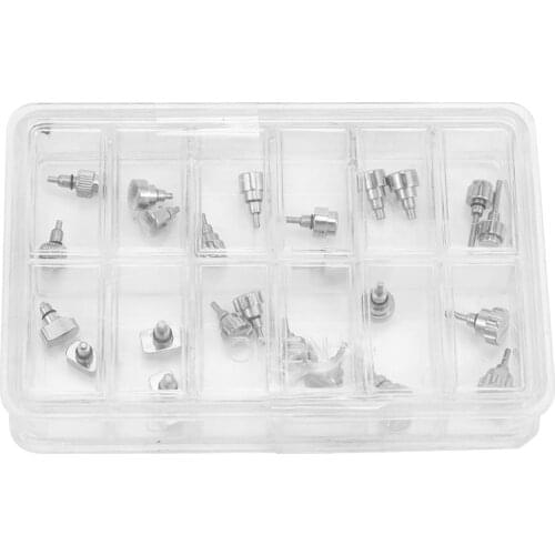 24Pcs Watch Push Press Button Waterproof Durable Stainless Steel Watch Parts Repair Tool Accessory Kit for Watchmaker