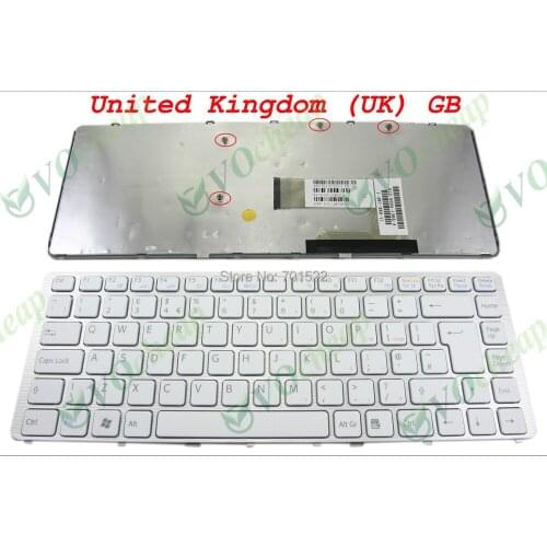 New Laptop keyboard for Sony Vaio VGN-NW Series (with Silver Frame) White GB UK English Version - MP-08J96GB-8861