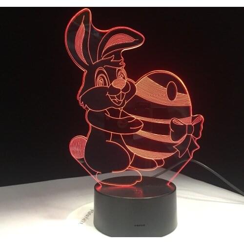 New Cute Rabbit Carry Egg Ball Carrot Visual Lamp Colors Changing LED Night Light Illusion Table Lamp For Kids Baby Bedroom
