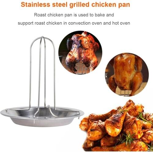 Outdoor BBQ Roast Chicken Grill Holder Fork Hot Oven Non-stick Roaster Rack Camping Cooker