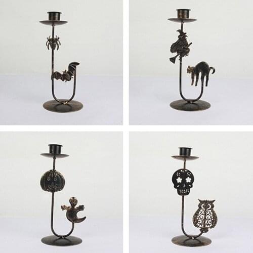 Retro Halloween Decoration Creative Candlelight Stand Ornament Wrought Iron Candle Holder Home Decoration Creative Candle Holder