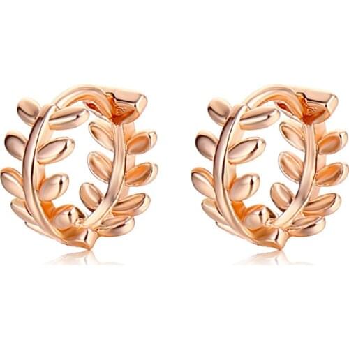 Simple Fashion Small Round Earrings Branch Leaf Hoop Earrings Vintage Rose Gold Silver Color Earrings For Women Wedding Jewelry